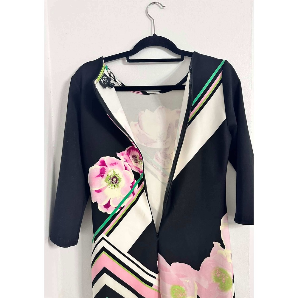 ECI New York Floral Sheath Dress 3/4 Sleeve Stretch Zipper Back Woman 8‎ - Picture 4 of 8